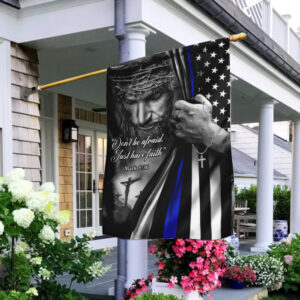 Thin Blue Line Jesus Flag: Christian Police Support TRL165F