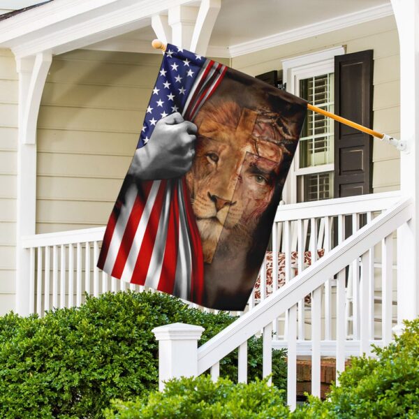 Jesus Is Risen Lion American Flag Apparel - Image 2