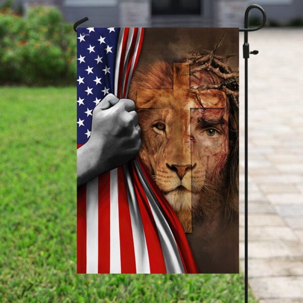 Jesus Is Risen Lion American Flag Apparel - Image 6