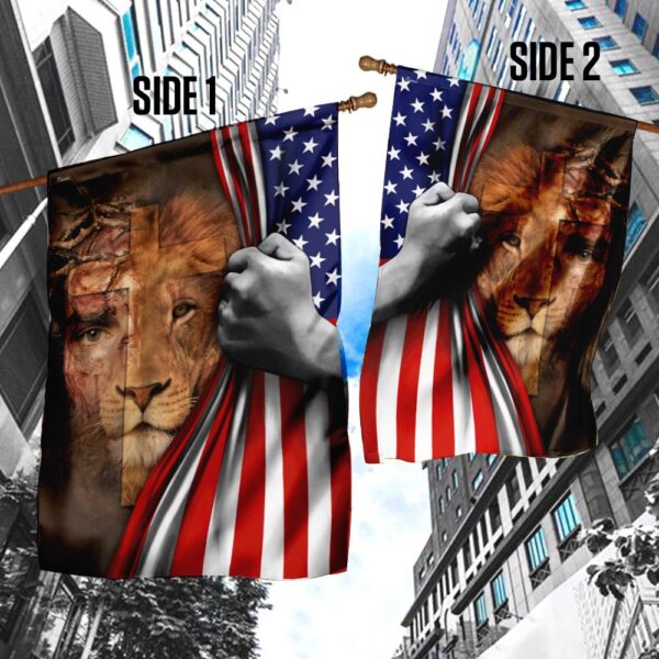 Jesus Is Risen Lion American Flag Apparel - Image 3