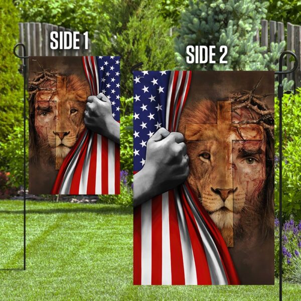 Jesus Is Risen Lion American Flag Apparel - Image 8