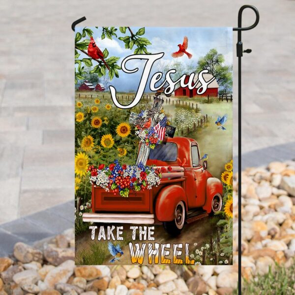 Jesus Take The Wheel. Christian Cross Truck Farm Garden Flag THN2086F1 - Image 8
