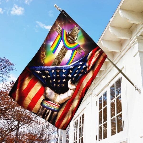 LGBT Pride Christian Cross Flag THB2230F - Image 2