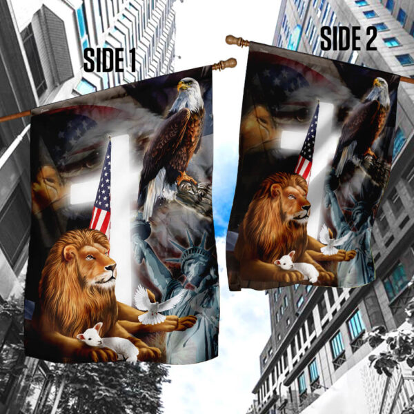Lion & Lamb American Flag: Patriotic Home Decor - Image 4