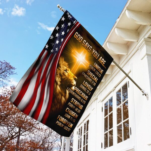 Patriotic Lion Christian US Flag T-Shirt - TRL262F - Image 2