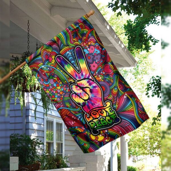 Love Peace Hippie Flag: TRL65F - Boho Decor & Psychedelic Wall Art - Image 3