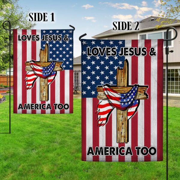 Patriotic Jesus Flag: Loves Jesus & America TQN1390F - Image 5