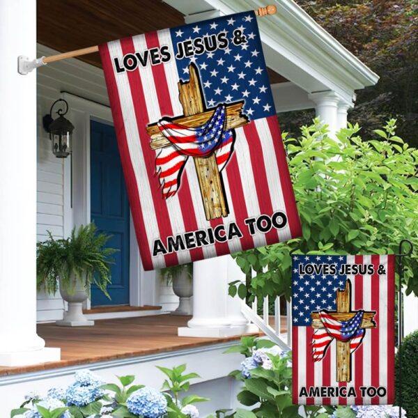 Patriotic Jesus Flag: Loves Jesus & America TQN1390F - Image 4