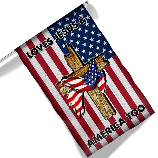 Patriotic Jesus Flag: Loves Jesus & America TQN1390F - Image 6