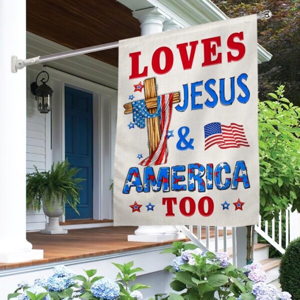 Patriotic Jesus Flag: Loves Jesus & America TQN1400F