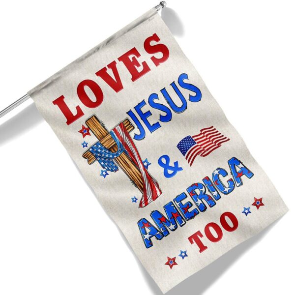Patriotic Jesus Flag: Loves Jesus & America TQN1400F - Image 6