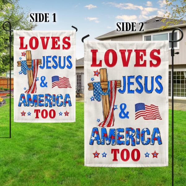 Patriotic Jesus Flag: Loves Jesus & America TQN1400F - Image 5
