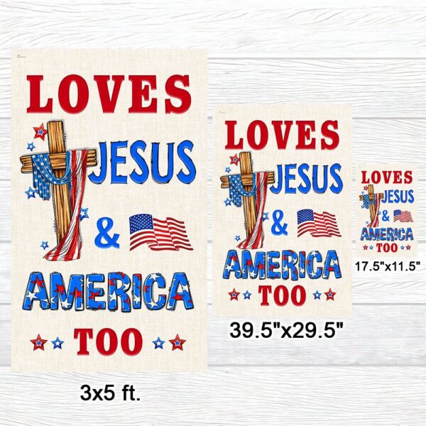 Patriotic Jesus Flag: Loves Jesus & America TQN1400F - Image 7