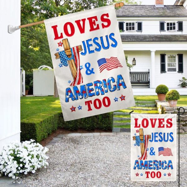 Patriotic Jesus Flag: Loves Jesus & America TQN1400F - Image 4