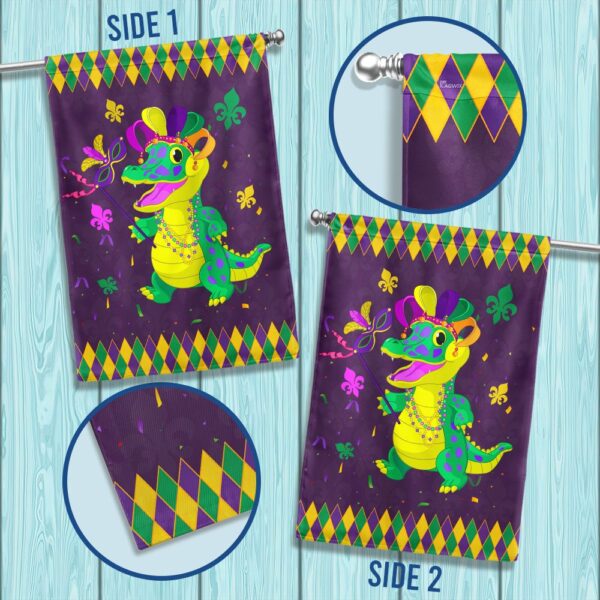 Funny Mardi Gras Alligator Flag - LNT795F - Image 2