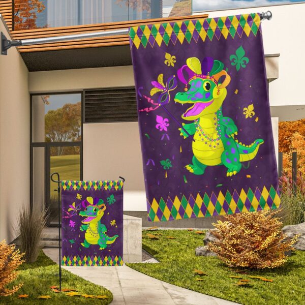Funny Mardi Gras Alligator Flag - LNT795F - Image 4