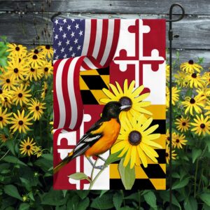 Maryland Black-eyed Susan Flower and Baltimore Oriole Bird MLN1141Fv2