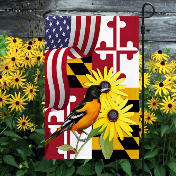 Maryland Black-eyed Susan Flower and Baltimore Oriole Bird MLN1141Fv2