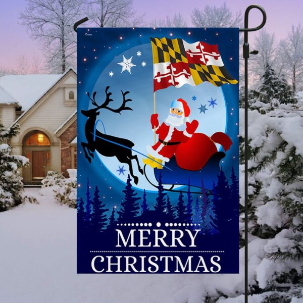 Maryland Christmas Flag: Santa & Sleigh Holiday Decoration - Image 3