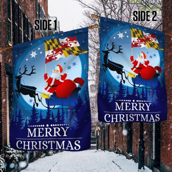 Maryland Christmas Flag: Santa & Sleigh Holiday Decoration - Image 2