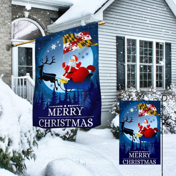 Maryland Christmas Flag: Santa & Sleigh Holiday Decoration - Image 4