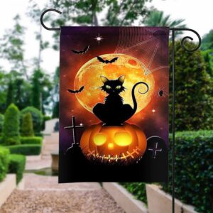 Enchanting Moon Cat Garden Flag: Magical Outdoor Decor