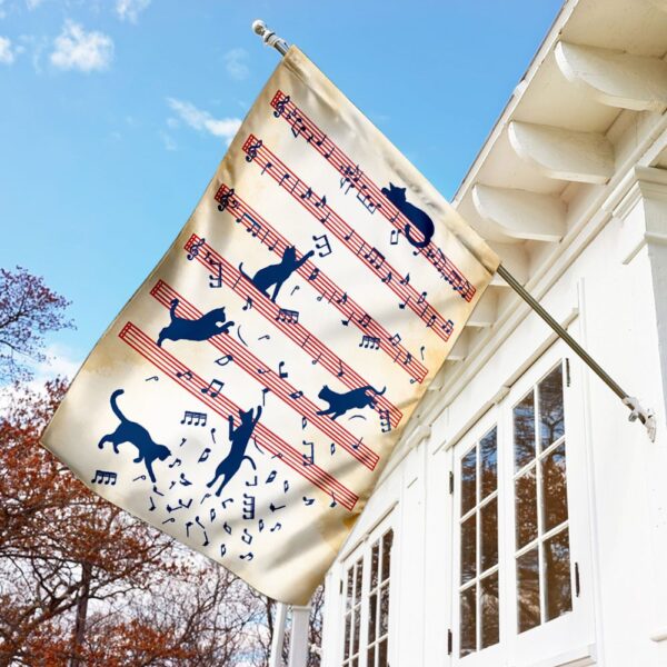 Music Cat Flag: QNN138F - Cute Pet & Music Lover Garden Decor - Image 2
