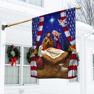 Jesus Is Born Nativity Flag: Oh Holy Night Christmas Decor