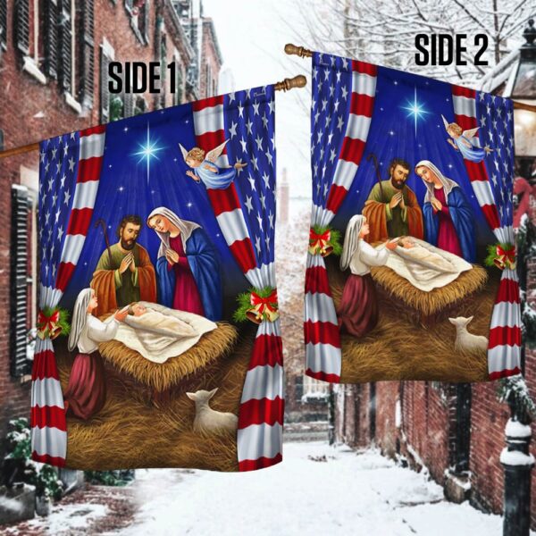 Jesus Is Born Nativity Flag: Oh Holy Night Christmas Decor - Image 2