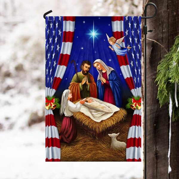Jesus Is Born Nativity Flag: Oh Holy Night Christmas Decor - Image 3