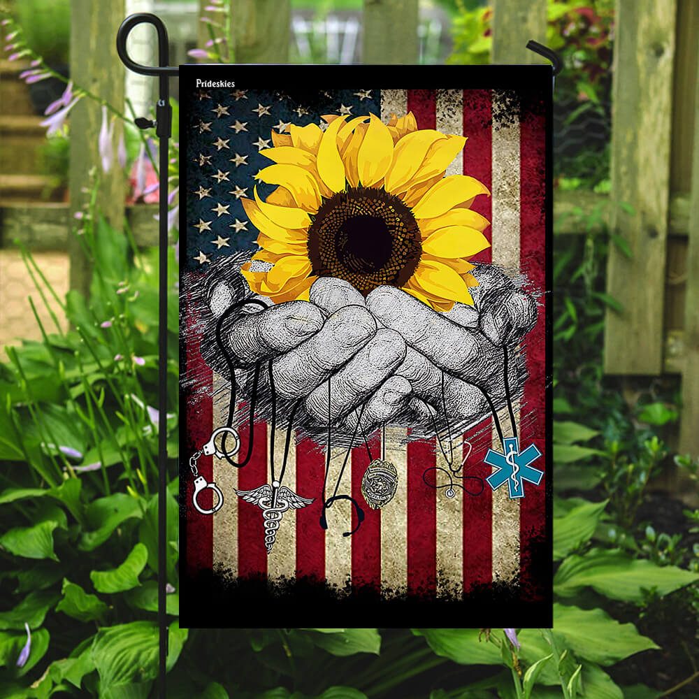 No One Fights Alone: Firefighter, Nurse, Police, EMS Flag - Image 7