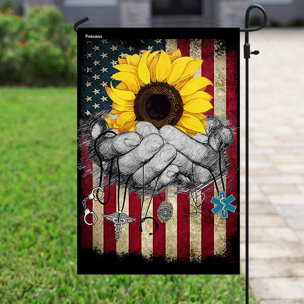 No One Fights Alone: Firefighter, Nurse, Police, EMS Flag - Image 6