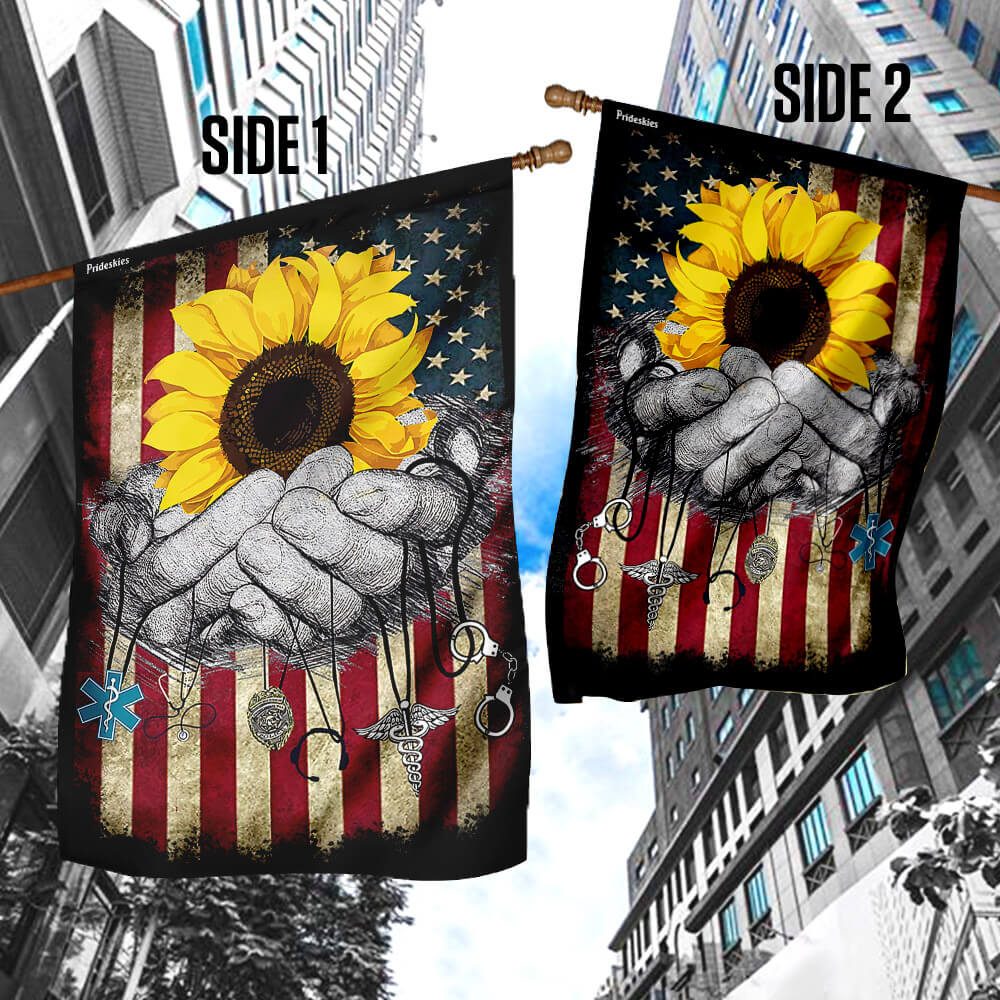 No One Fights Alone: Firefighter, Nurse, Police, EMS Flag - Image 5