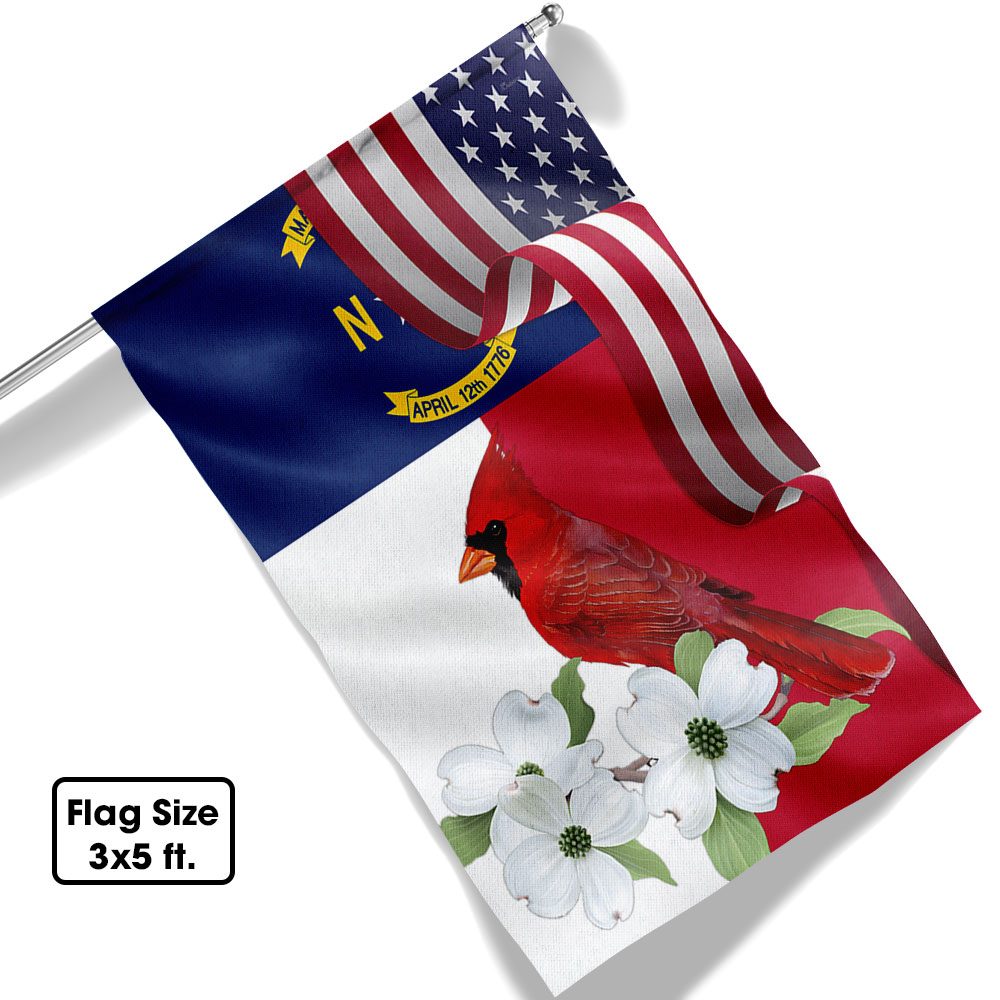 North Carolina State Cardinal and Dogwood Flower Flag MLN1141Fv4 - Image 6