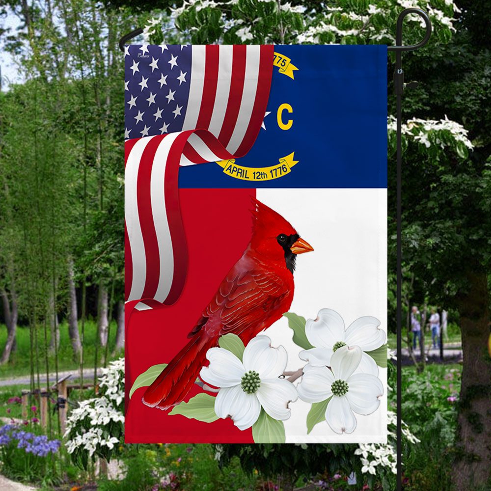 North Carolina State Cardinal and Dogwood Flower Flag MLN1141Fv4