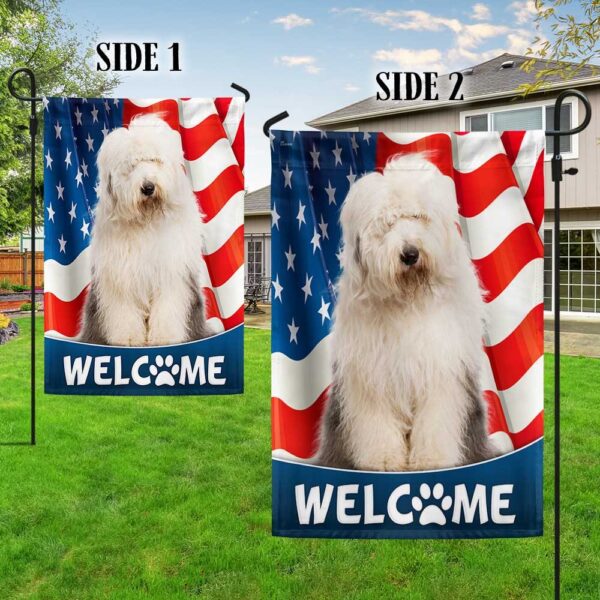 Patriotic Old English Sheepdog T-Shirt - American Flag Design - Image 5