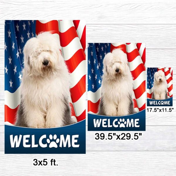 Patriotic Old English Sheepdog T-Shirt - American Flag Design - Image 7