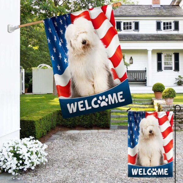Patriotic Old English Sheepdog T-Shirt - American Flag Design - Image 4