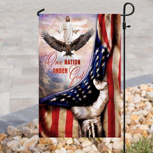 One Nation Under God. Jesus Christian American Flag - Image 8
