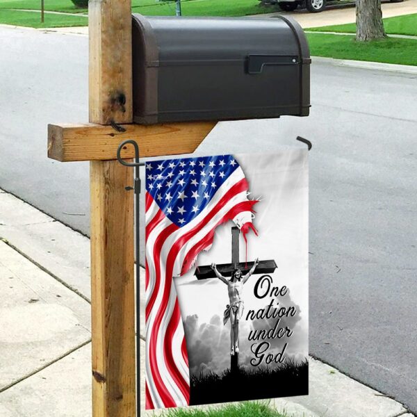 One Nation Under God. Jesus Christian Cross American Flag THN2224F - Image 9