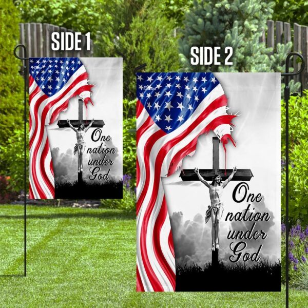 One Nation Under God. Jesus Christian Cross American Flag THN2224F - Image 10