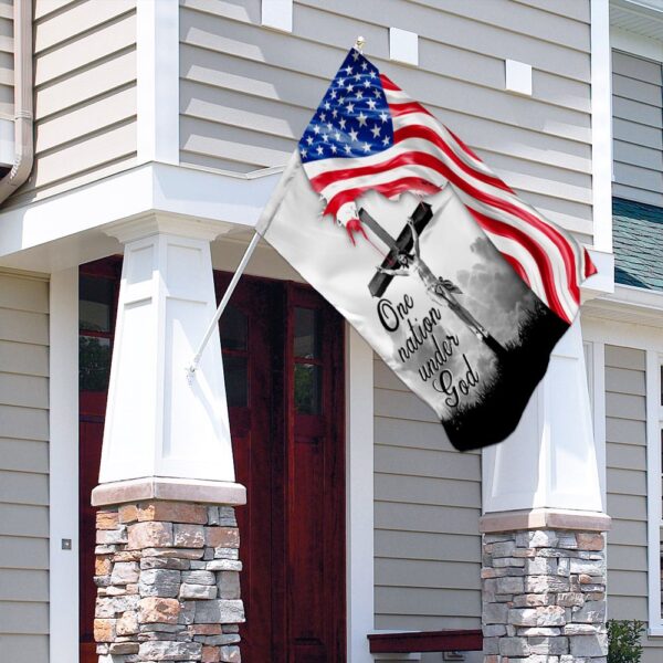 One Nation Under God. Jesus Christian Cross American Flag THN2224F - Image 4