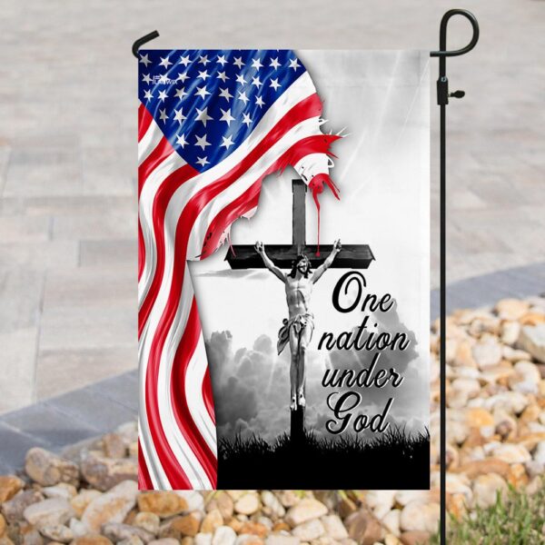 One Nation Under God. Jesus Christian Cross American Flag THN2224F - Image 8