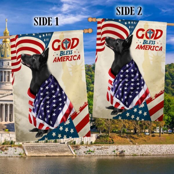 Patriotic German Shepherd Dog: God Bless America T-Shirt - Image 2