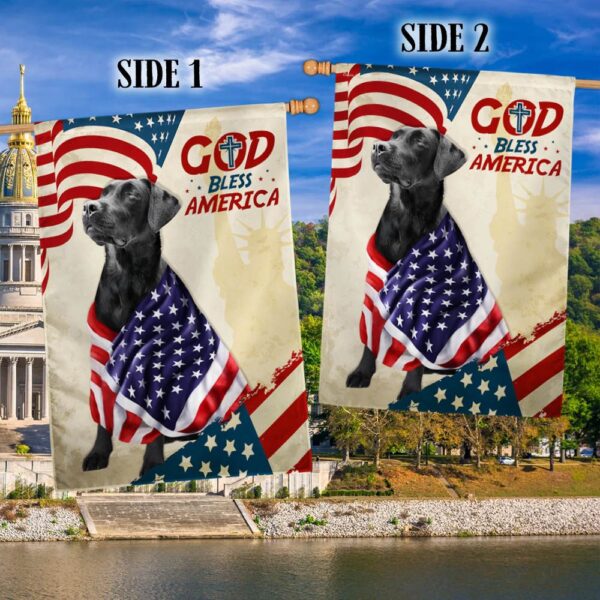 Patriotic Black Lab Dog: God Bless America T-Shirt - Image 2
