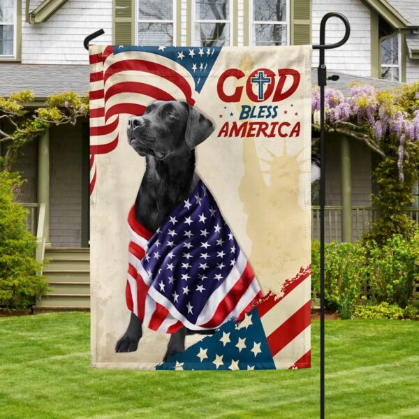 Patriotic Black Lab Dog: God Bless America T-Shirt - Image 3