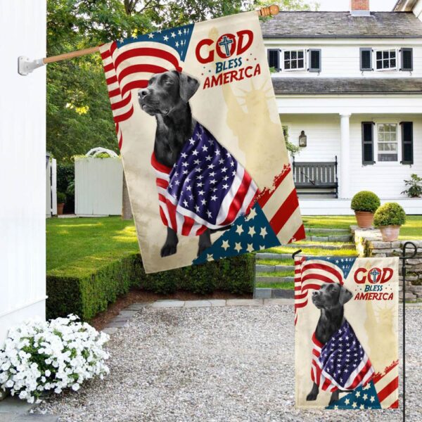 Patriotic Black Lab Dog: God Bless America T-Shirt - Image 4