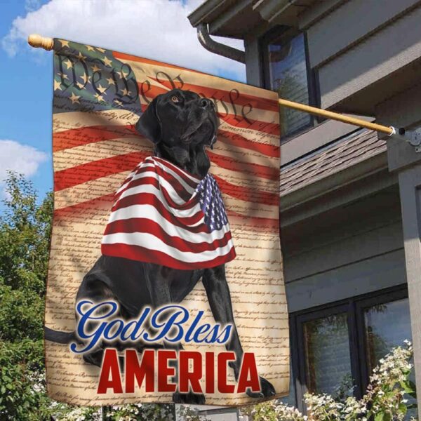 Patriotic 4th of July Black Lab Dog T-Shirt - God Bless America - Image 2