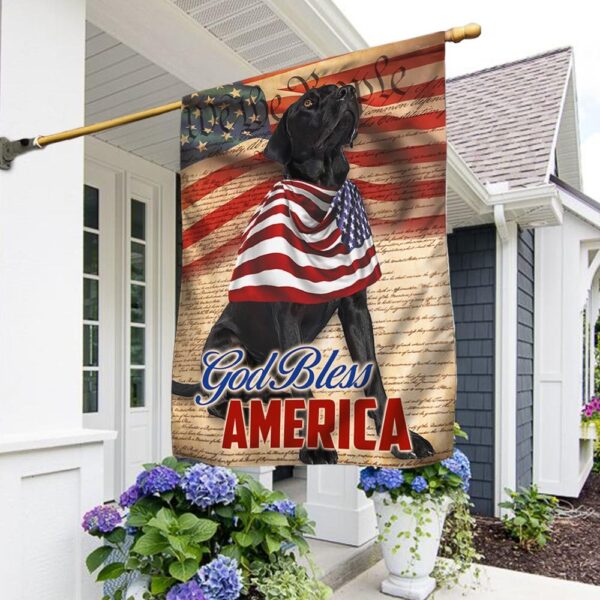 Patriotic 4th of July Black Lab Dog T-Shirt - God Bless America