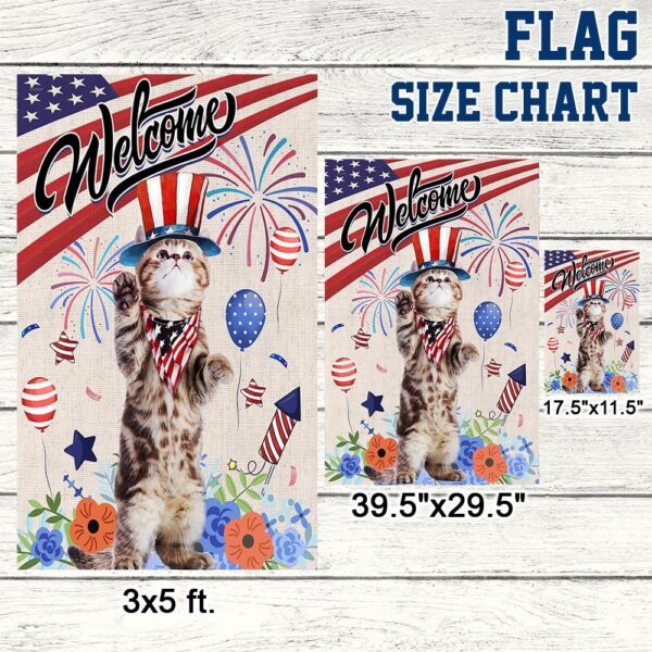 Patriotic Cat 4th of July Flag T-Shirt - Image 7